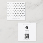 Decoratief Zilver Grijs Wit Diamant Patroon Vierkante Visitekaartje (Voorkant / Achterkant)