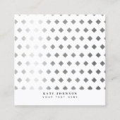 Decoratief Zilver Grijs Wit Diamant Patroon Vierkante Visitekaartje (Voorkant)