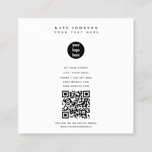 Decoratief Zilver Grijs Wit Diamant Patroon Vierkante Visitekaartje (Achterkant)