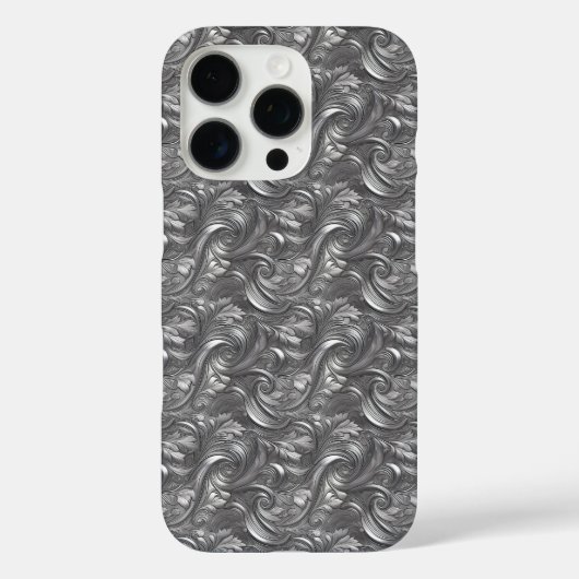 Decoratief Zilver Grijs & Zwart Abstract Case-Mate iPhone Case (Achterkant)