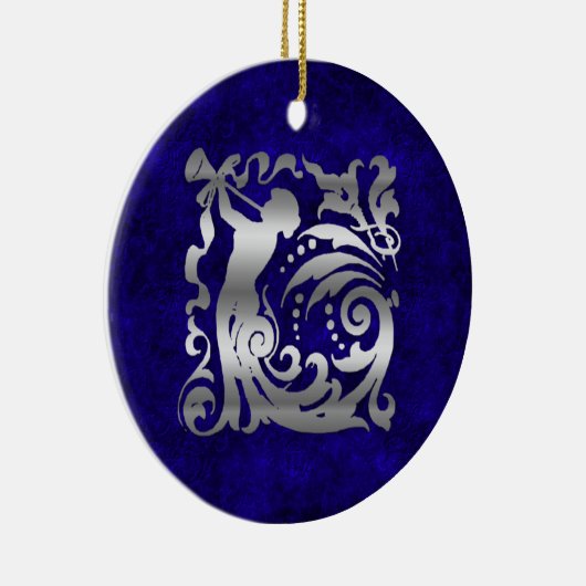 Decoratief zilver kerstfeest keramisch ornament (Rechts)