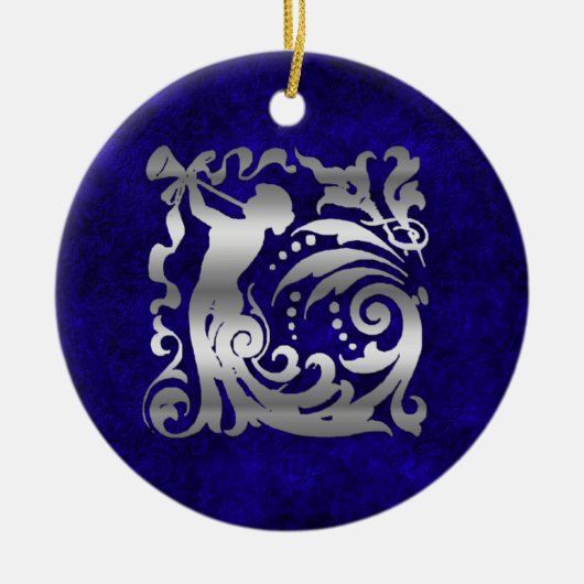 Decoratief zilver kerstfeest keramisch ornament (Voorkant)