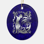 Decoratief zilver kerstfeest keramisch ornament (Links)
