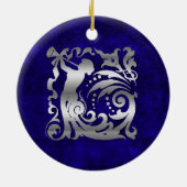 Decoratief zilver kerstfeest keramisch ornament (Achterkant)