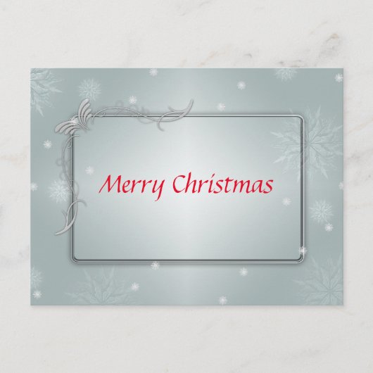 Decoratief zilversneeuwblauw kerstfeest feestdagenkaart (Voorkant)