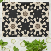 Decoratief zwart en beige geometrisch patroon theedoek (Gevouwen)