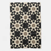 Decoratief zwart en beige geometrisch patroon theedoek (Verticaal)