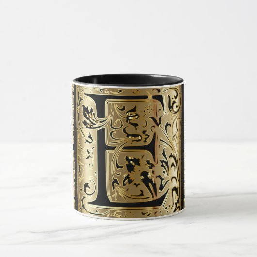 Decoratief zwart en Gold Letter E Coffee-Mok Mok (Midden)