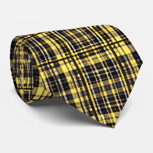 Decoratief zwart en goud geruite patroon stropdas (Opgerold)