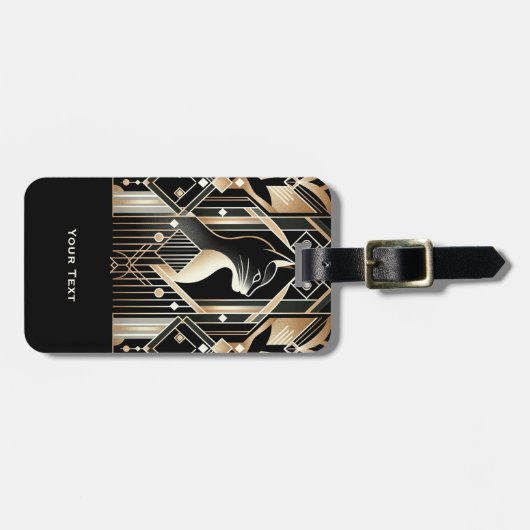 Decoratief Zwart Kat Abstract Bagagelabel (Voorkant horizontaal)