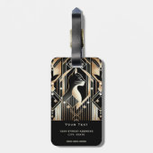 Decoratief Zwart Kat Abstract Bagagelabel (Achterkant verticaal)