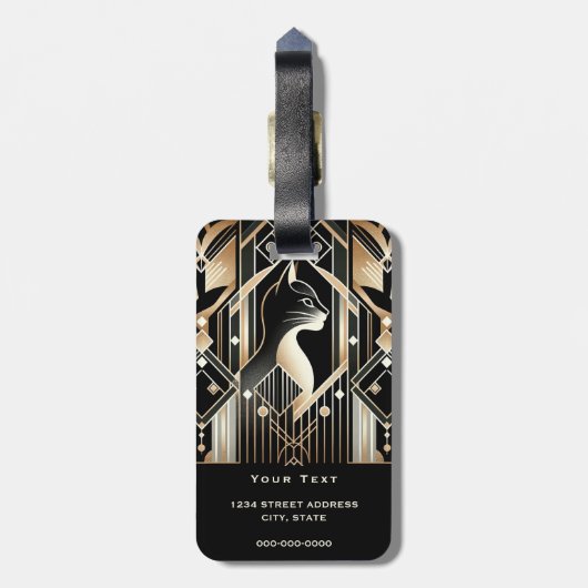 Decoratief Zwart Kat Abstract Bagagelabel (Achterkant verticaal)