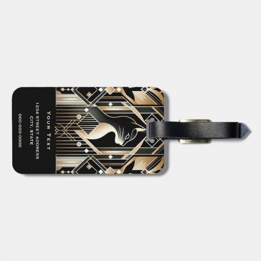 Decoratief Zwart Kat Abstract Bagagelabel (Achterkant horizontaal)