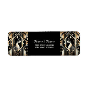 Decoratief zwart kat abstract retouradreslabel etiket