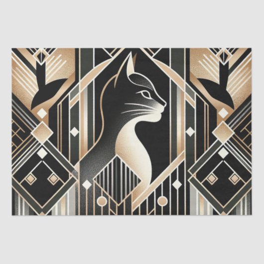 Decoratief zwart kat Abstract tissuepapier (Voorkant)