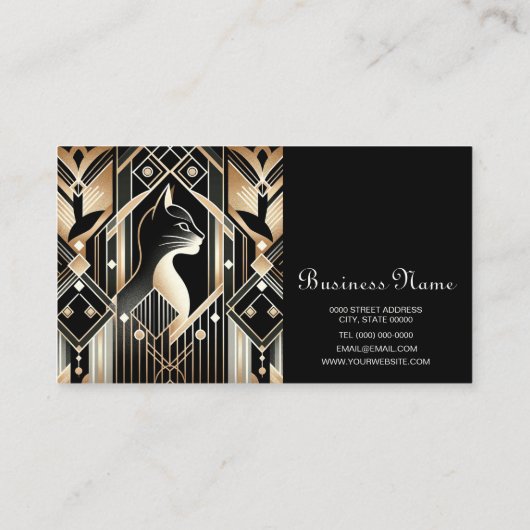 Decoratief Zwart Kat Abstract Visitekaartje (Achterkant)