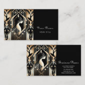 Decoratief Zwart Kat Abstract Visitekaartje (Voorkant / Achterkant)