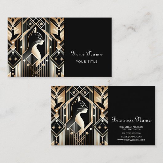 Decoratief Zwart Kat Abstract Visitekaartje (Voorkant / Achterkant)