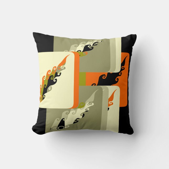 Decoratief zwart Sinaasappel en Khaki Pillow Kussen (Voorkant)