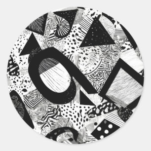 Decoratief zwart-wit Abstract patroon Ronde Sticker