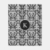 Decoratief zwart-wit damast patroon fleece deken (Voorkant)