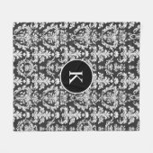 Decoratief zwart-wit damast patroon fleece deken (Voorkant (Horizontaal))