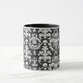 Decoratief zwart-wit damast patroon mok (Midden)