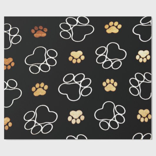 Decoratief zwart wit en gouden dierenpoep cadeaupapier (Vlak)