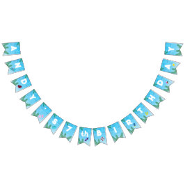 Decoratief zwembad verjaardagsfeestje vlaggetjes