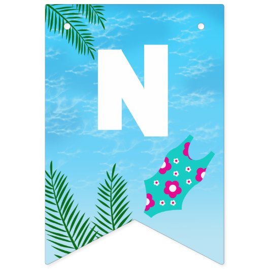 Decoratief zwembad verjaardagsfeestje vlaggetjes (Tweede vlag)