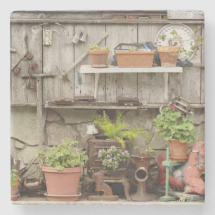 Decoraties op houten hek, Catalina Island, Stenen Onderzetter