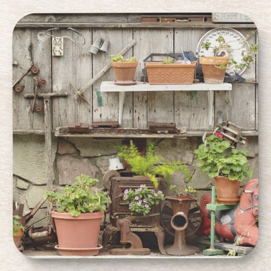 Decoraties op houten hek op het eiland Catalina, Bier Onderzetter (Voorkant)