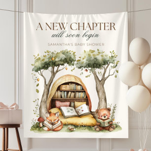 Decoraties voor een babyshower 'Een nieuw hoofdstu Wandkleed