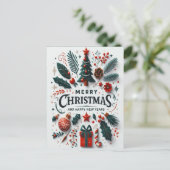 Decoraties zoals sneeuwvlokken briefkaart (Staand voorkant)