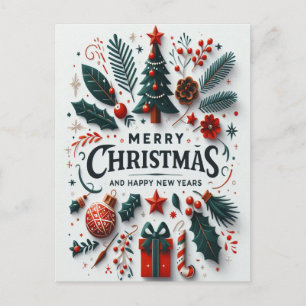 Decoraties zoals sneeuwvlokken briefkaart