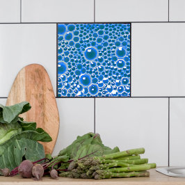 Decoratieve 4-inch tegel met belletjes in blauw gl tegeltje