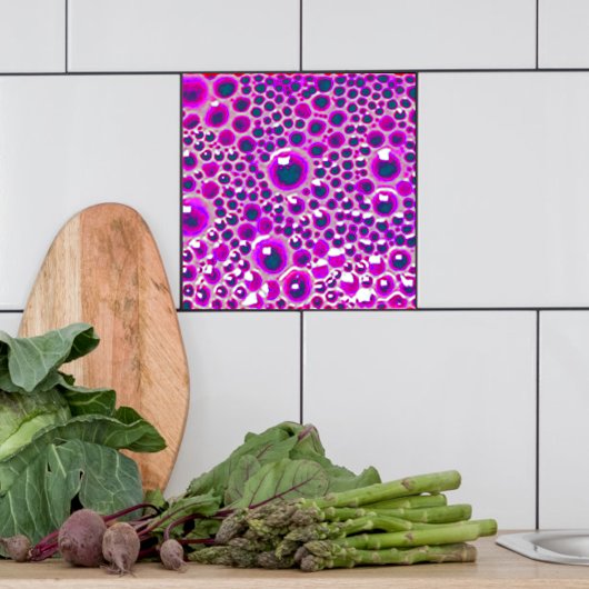 Decoratieve 4"tegel polijst Bubble in magenta Tegeltje