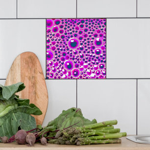 Decoratieve 4"tegel polijst Bubble in magenta Tegeltje