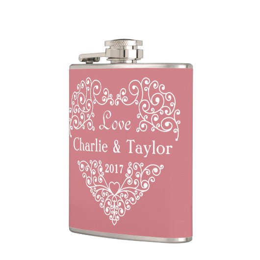 Decoratieve aangepaste tekstkolf voor hart heupfles (Links)