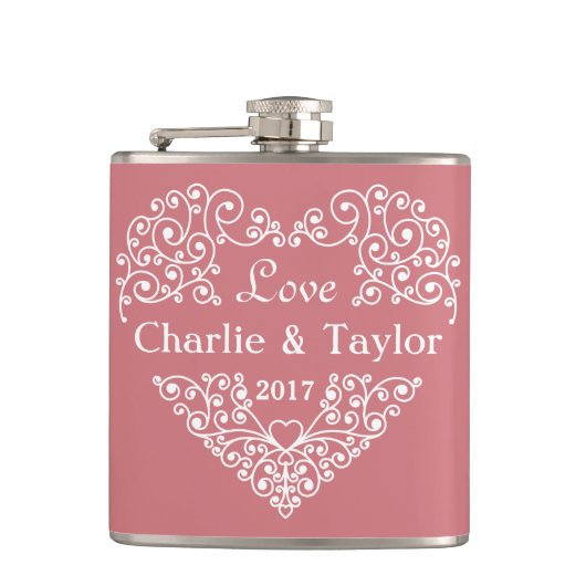 Decoratieve aangepaste tekstkolf voor hart heupfles (Voorkant)