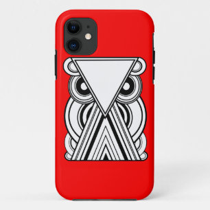 Decoratieve Abstract Uil (Zwart, Wit & Rood) iPhone 11 Hoesje
