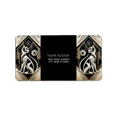 Decoratieve Abstract Zwarte Kat Adreslabel Etiket (Voorkant)