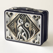 Decoratieve Abstracte Black Cat Metal Lunchbox (Achterkant)
