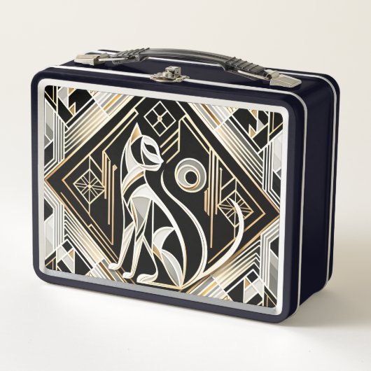 Decoratieve Abstracte Black Cat Metal Lunchbox (Voorkant)