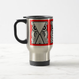 Decoratieve Abstracte kieuwen (zwart, wit en rood) Reisbeker