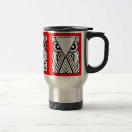 Decoratieve Abstracte kieuwen (zwart, wit en rood) Reisbeker