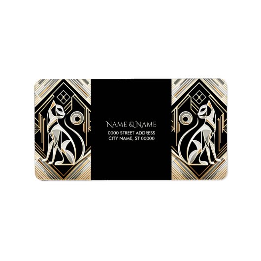 Decoratieve Abstracte zwarte kat adreslabel Etiket (Voorkant)
