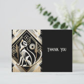 Decoratieve Abstracte zwarte kat dank u kaart (Staand voorkant)