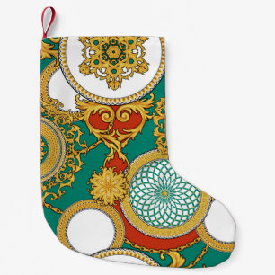 Decoratieve achtergrond met gouden elegante arabes kleine kerstsok