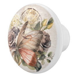 Decoratieve aquarel bloem vlinder Frans kunst Keramische Knop